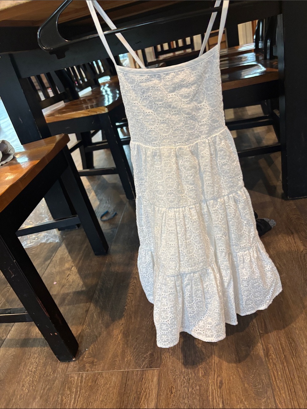 Joie White Eyelet Tiered Spaghetti Strap Dress